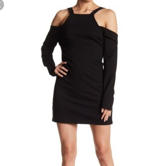 Revolve Line + Dot Cold Shoulder Gabi Mini Black Dress size S NWT - Picture 1 of 8